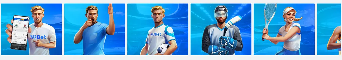 Sports betting brand visuals showing athletes using a mobile betting app and representing different sports